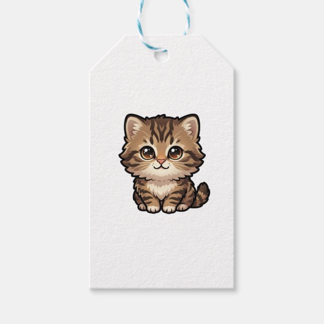 Cute Brown Tabby Kitten Gift Tags (Front)
