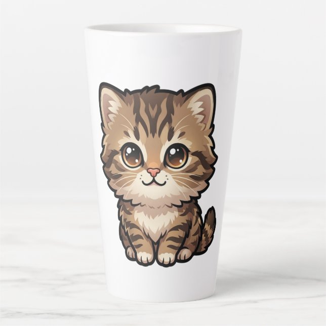 Cute Brown Tabby Kitten Latte Mug (Front)