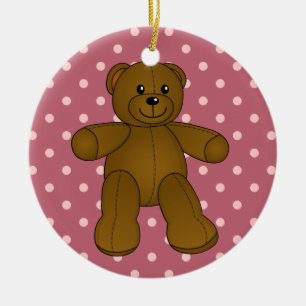 Cute brown teddy bear ceramic ornament