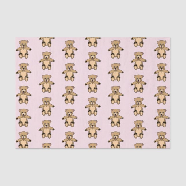 Cute Brown Teddy Bear for Kids Pink Tissue Paper (Front)