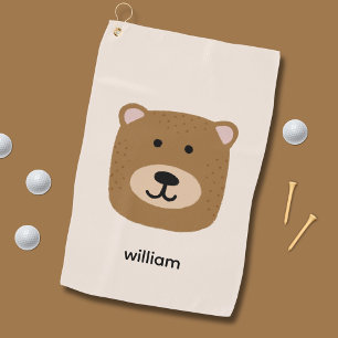 Cute brown teddy bear golf towel