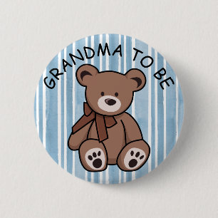 Cute Brown Teddy Bear GRANDMA to be  2 Inch Round Button