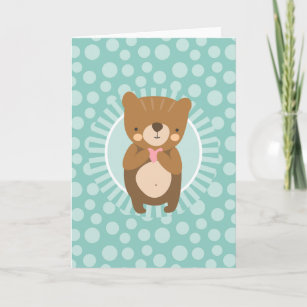 Cute Brown Teddy Bear Heart Card
