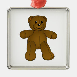 Cute brown teddy bear metal ornament
