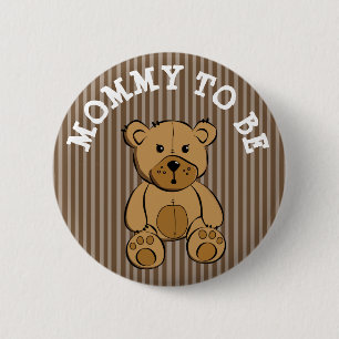 Cute Brown Teddy Bear Mommy to be Button