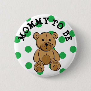 Cute Brown Teddy Bear Mommy to be Button