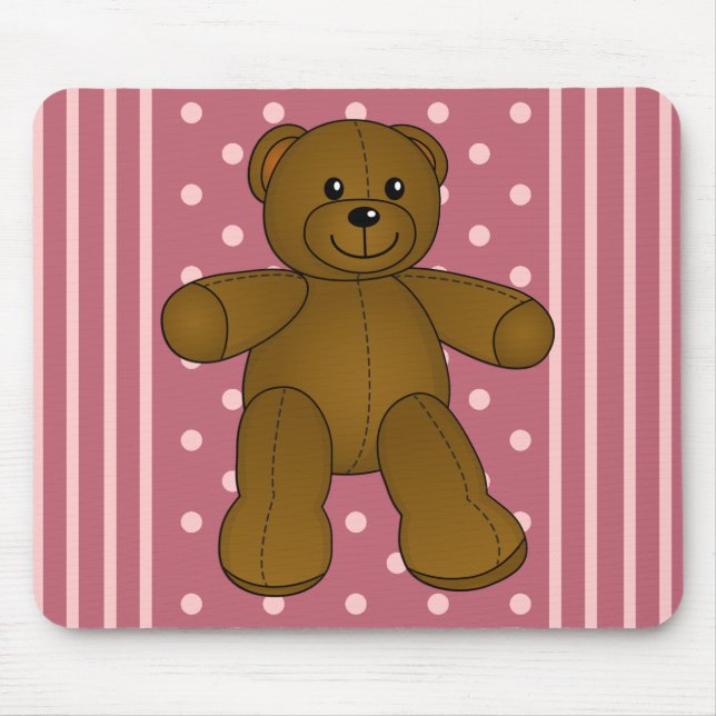 Cute brown teddy bear mouse pad (Front)