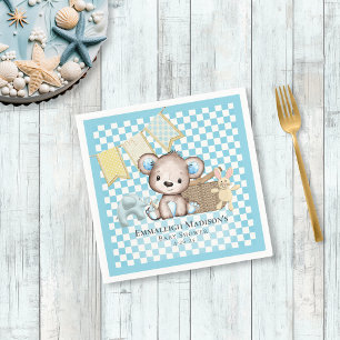 Cute Brown Teddy Bear Picnic Baby Shower Napkin