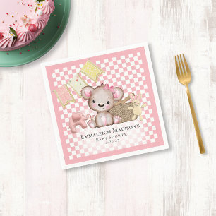 Cute Brown Teddy Bear Picnic Baby Shower Napkins