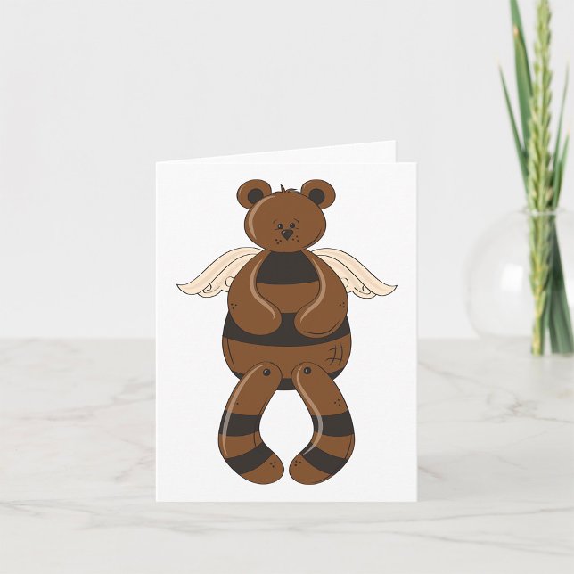 Cute Brown Teddy Bear with Angel Wings  Card (Creator Uploaded)