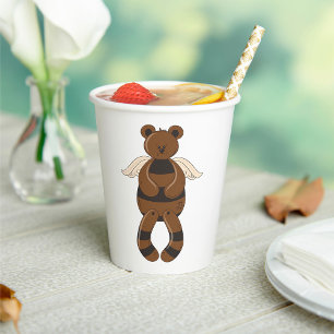 Cute Brown Teddy Bear with Angel Wings  Paper Cups