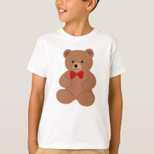 Cute Brown Teddy Bear with Red Bow Tie T-Shirt