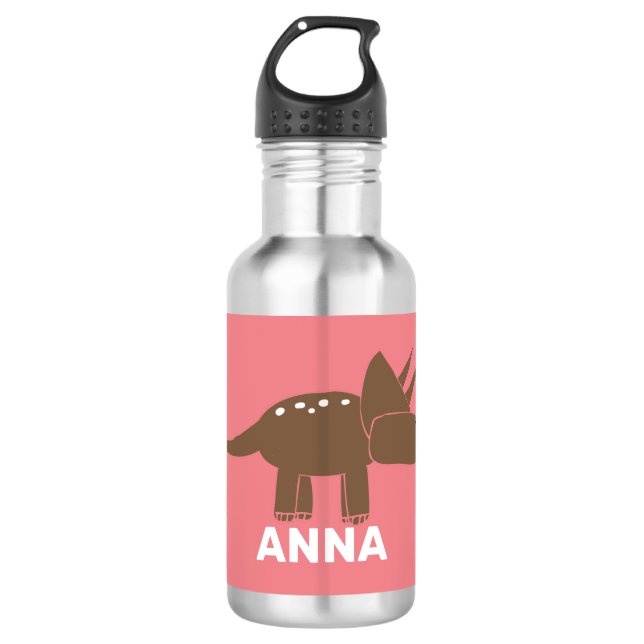Cute Brown Triceratops Dinosaur For Kids  532 Ml Water Bottle (Front)