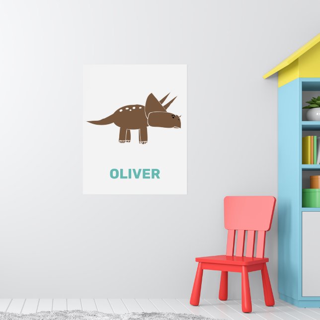 Cute Brown Triceratops Dinosaur For Kids Dino Boy  Poster (Nursery 1)