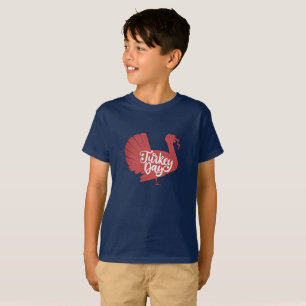 Cute Brown Turkey Shape with Text Typography T-Shirt