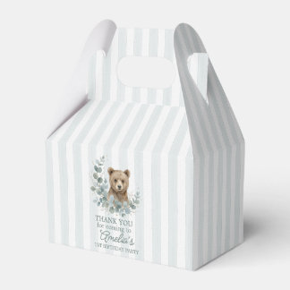 Cute Brown Watercolor Bear Birthday Favour Boxes