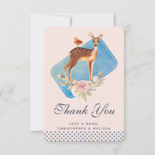 Cute Brown Watercolor Deer Rustic Thank You