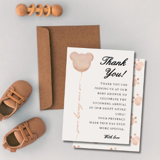 Cute brown we can bearly wait baby shower thank you card