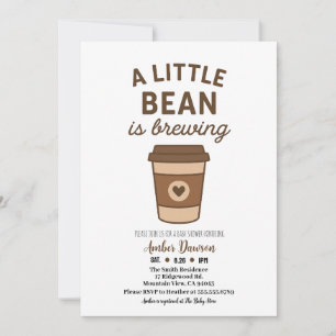 Cute Brown & White Neutral Coffee Bean Baby Shower Announcement