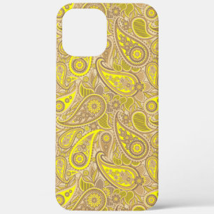 Cute brown yellow paisley pattern iPhone 12 pro max case