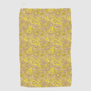 Cute brown yellow paisley pattern golf towel