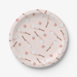 Cute Brunch and Bubbly Champagne Pattern Paper Plate
