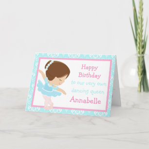 Cute Brunette Ballerina Birthday Card