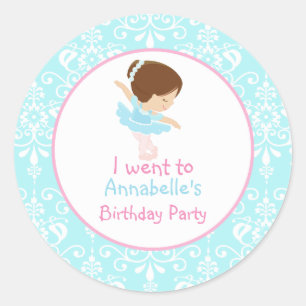 Cute Brunette Ballerina 'I went to' Classic Round Sticker