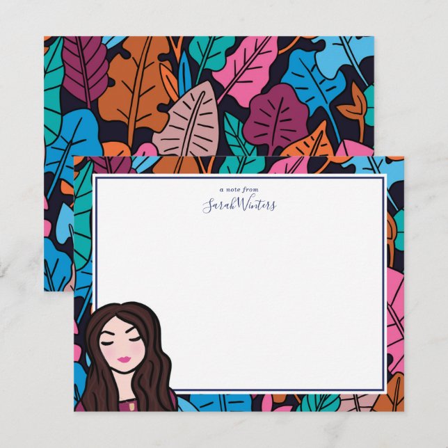 Cute Brunette Light Skin Tone Stationery Card (Front/Back)