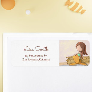Cute Brunette Mermaid Return Address