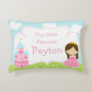 Cute Brunette Our Little Princess Accent Pillow