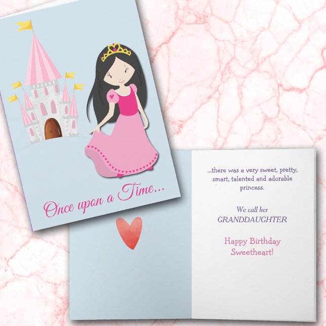 Cute Brunette Princess Granddaughter Birthday Card (Creator Uploaded)