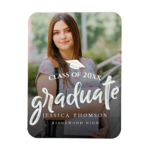 Cute Brush Font Class Of 2024 Graduate Photo Magnet