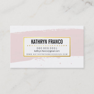 CUTE BRUSH STROKE stylish painted pale pink gold Business Card
