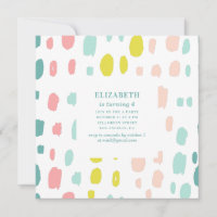 Cute brush strokes. Pink and mint kids birthday