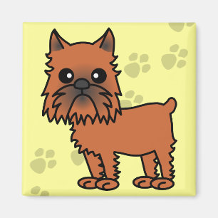 Cute Brussels Griffon Cartoon - Clipped Ears Magnet