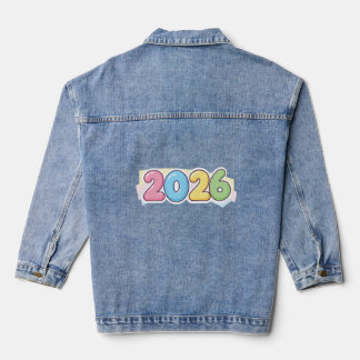 Cute Bubble 2026 Typography – Candy Gloss Pastel  Denim Jacket