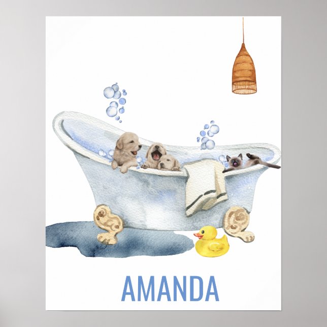 Cute Bubble Bath Puppies Kitten Bath Decor (Front)