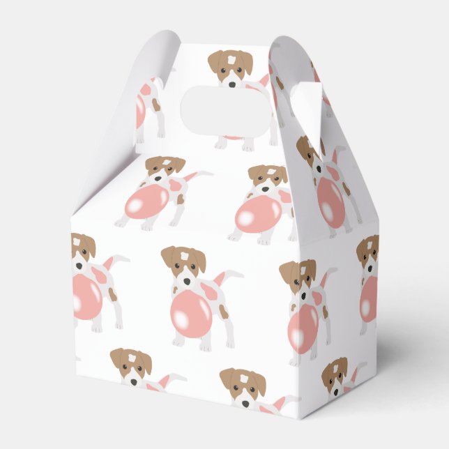 Cute Bubble Gum Dog Puppy Blowing Bubble Favor Box (Front Side)