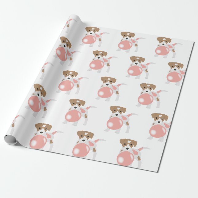 Cute Bubble Gum Dog Puppy Blowing Bubble  Wrapping Paper (Unrolled)