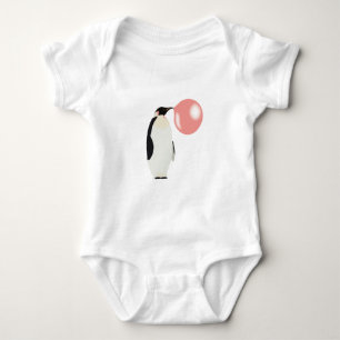 Cute Bubble Gum Penguin Blowing Bubble Baby Bodysuit