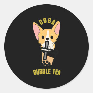 Cute Bubble Tea Boba Milk Tea Anime Corgi Classic Round Sticker