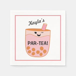 Cute Bubble Tea Boba Party Custom Napkin