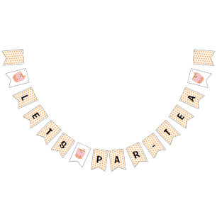 Cute Bubble Tea Boba Party Polka Dot Bunting Flags