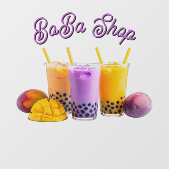  Cute bubble tea, boba tea Window Cling (Sheet)