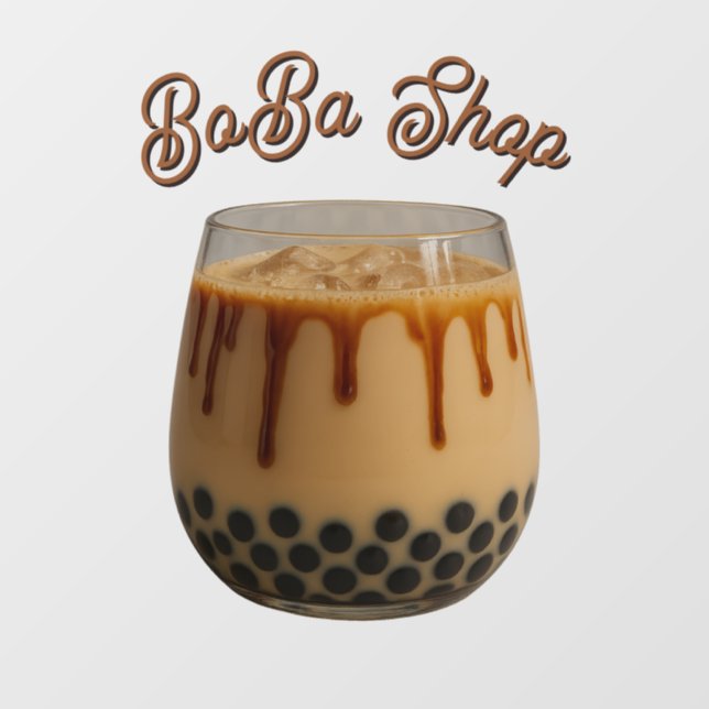  Cute bubble tea, boba tea Window Cling (Sheet)