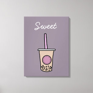 Cute bubble tea canvas print