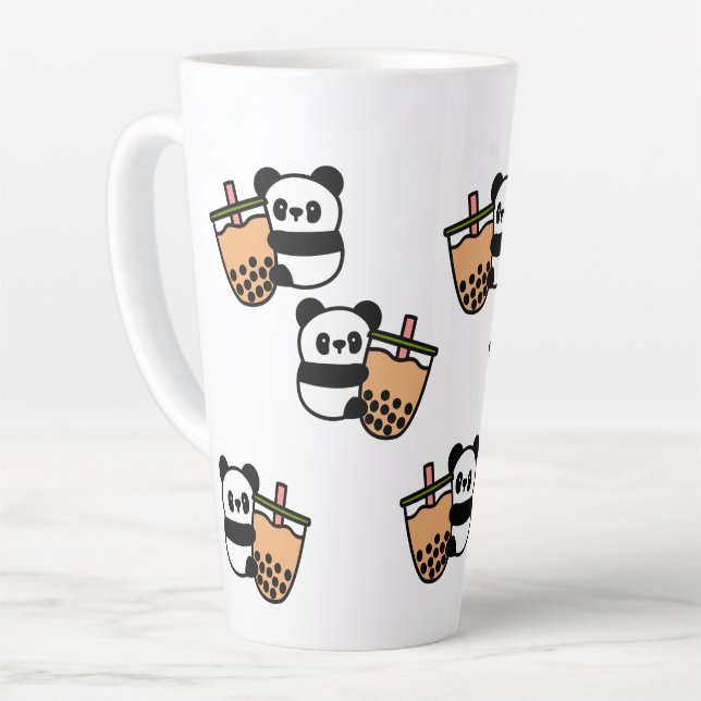 Cute Bubble Tea & Panda Bear Latte Mug (Left Angle)