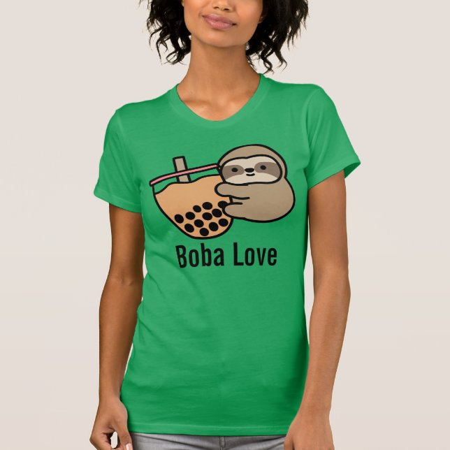 Cute Bubble Tea & Sloth T-Shirt (Front)