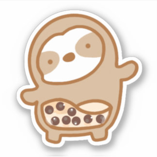Cute Bubble Tea Sloth Vinyl Sticker